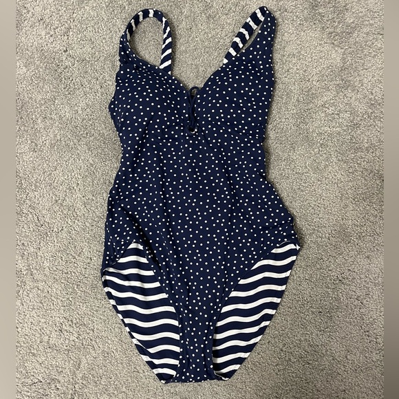 Tommy Bahama Sea Swell Reversible One Piece - Navy Blue & White - Size 8 - Picture 7 of 13